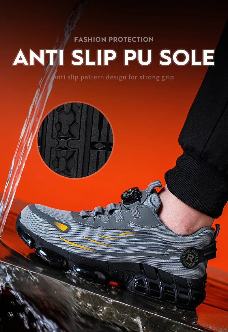 Indestructible Steel Toe Shoes for Men Women Construction Industrial Work Safety Sneakers Rotated Button Easy Wear