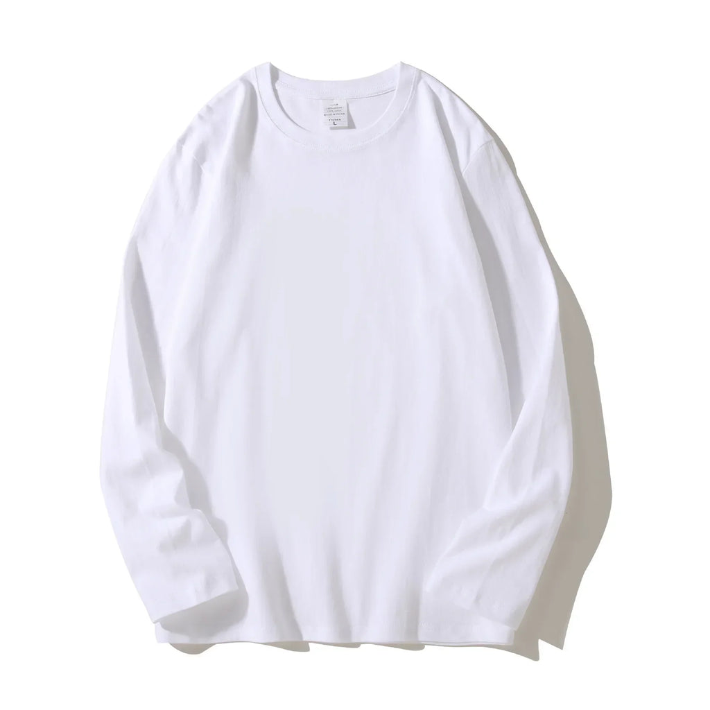 Heavy Cotton Men's Long Sleeve T Shirt Solid Color Cotton Bottom Shirt Half Sleeve 100% Cotton T Shirt Korean Tee