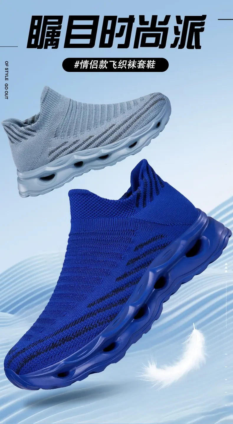 Hiking Shoes Men's Sports Running Black Running Shoes Breathable Mesh Women Lightweight Shock-absorbing Tennis Shoes Large Size
