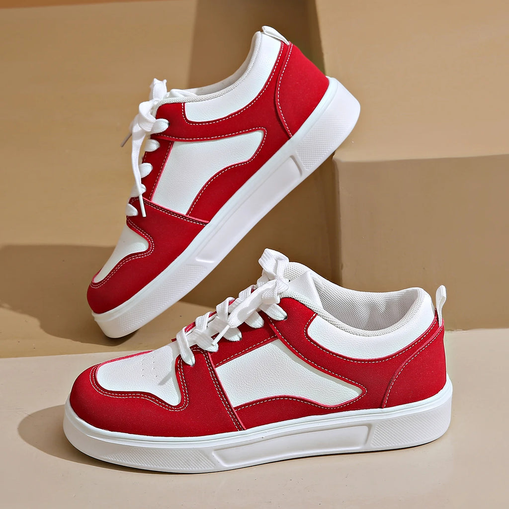 2024 White Red Sports Skate Shoes Ladies Large Size 42 Low Top Casual sneakers Ladies flat comfortable leather skates