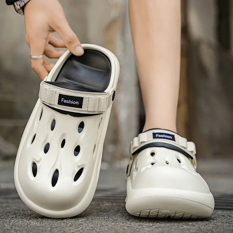 Couple Style Men's and Women's Summer Outdoor Hollow Anti-Slip Beach Shoes, Anti-Odor Dual-Purpose Sandals and Slippers