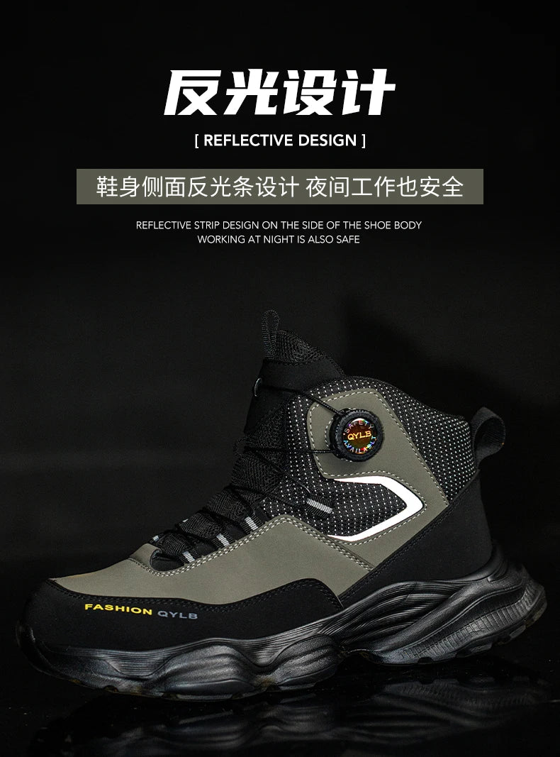 Rotating button Safety Shoes Men Boots work Sneakers Male Steel Toe shoes Protective Boots Puncture-Proof Indestructible shoes