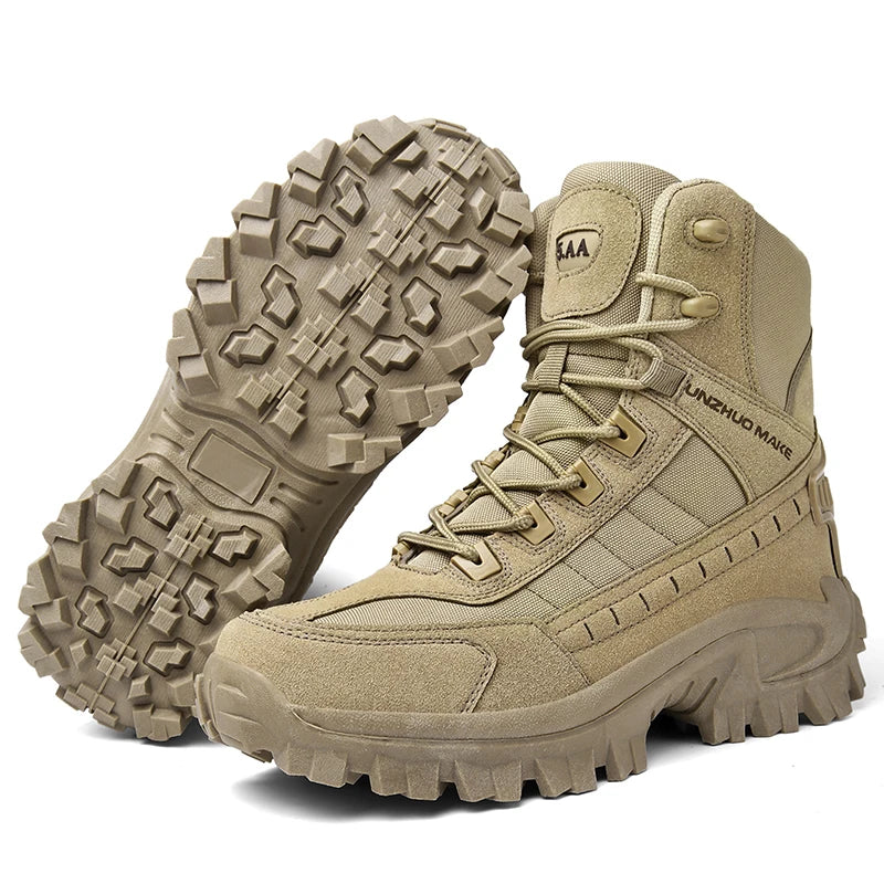 2024 New Winter Work boots Men's Desert Tactical Boots Outdoor Hiking Shoes Men's Leather Desert Combat Ankle Boots Plus Size