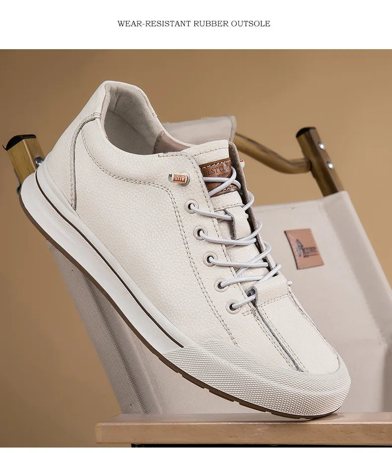 Genuine Leather Casual Shoes for Men 6CM Height Increase Sports Shoes High Quality Flats Shoes Male Brand Office Work Shoe