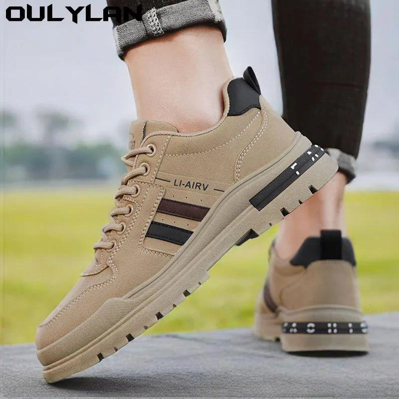 Oulylan Men's Luxury Running Shoes Breathable Skateboarding Shoes Black Thick Soled Comfortable Casual Sports Shoes Denim Boots