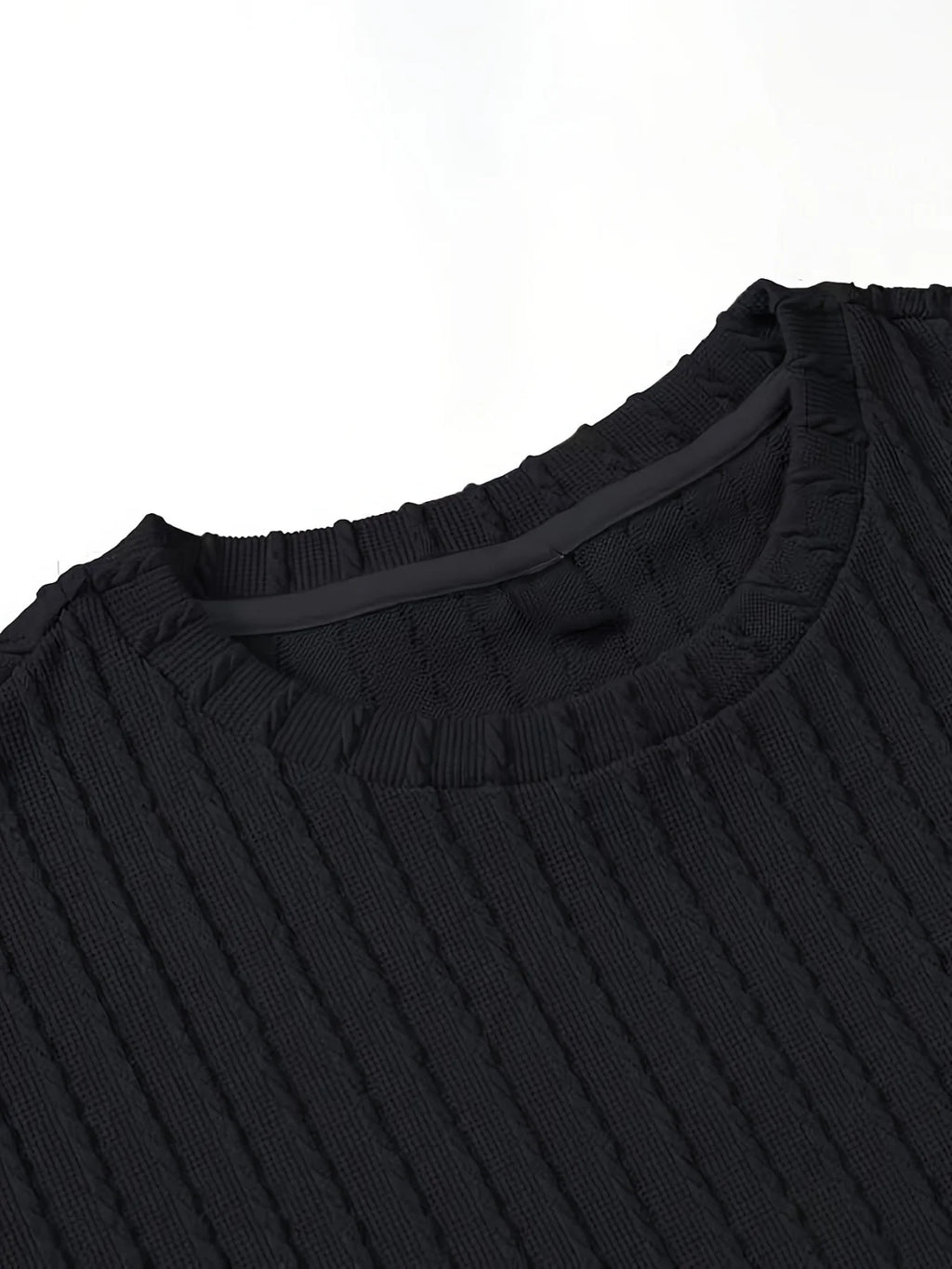 Men's new fashion summer sports solid color crew-neck vertical stripe T-shirt shorts short-sleeved suit Loose two-piece set