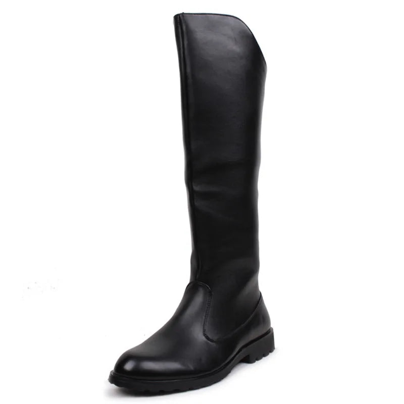 italian brand designer high motorcycle boots for men fashion stage nightclub original leather shoes autumn winter long botas man