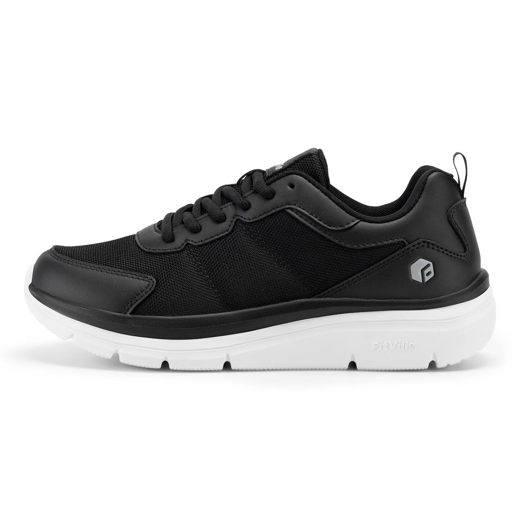FitVille Men's Walking Shoes Wide Width Max Cushioning Lightweight Sneakers Casual Shoes for Plantar Fasciitis Pain Relief