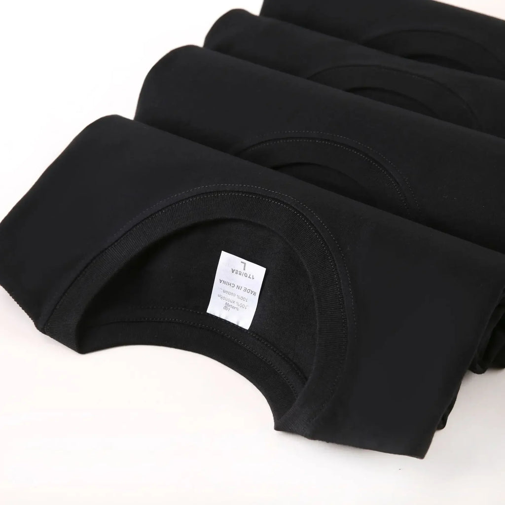Heavy Cotton Men's Long Sleeve T Shirt Solid Color Cotton Bottom Shirt Half Sleeve 100% Cotton T Shirt Korean Tee