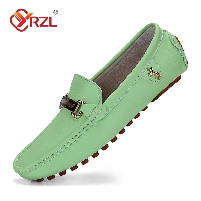 YRZL Men's Loafers Dress Office Shoes Men PU Leather Casual Shoes Lightweight Breathable Comfortable Slip on Driving Shoes Men