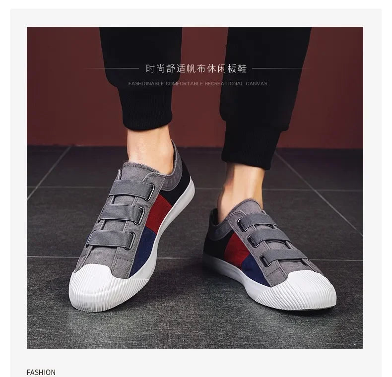 Fashion Men's Canvas Sneakers Casual Shoes Breathable Flat Buckle Loafers Shoes Summer Autumn Mens Designer Men Board Shoes