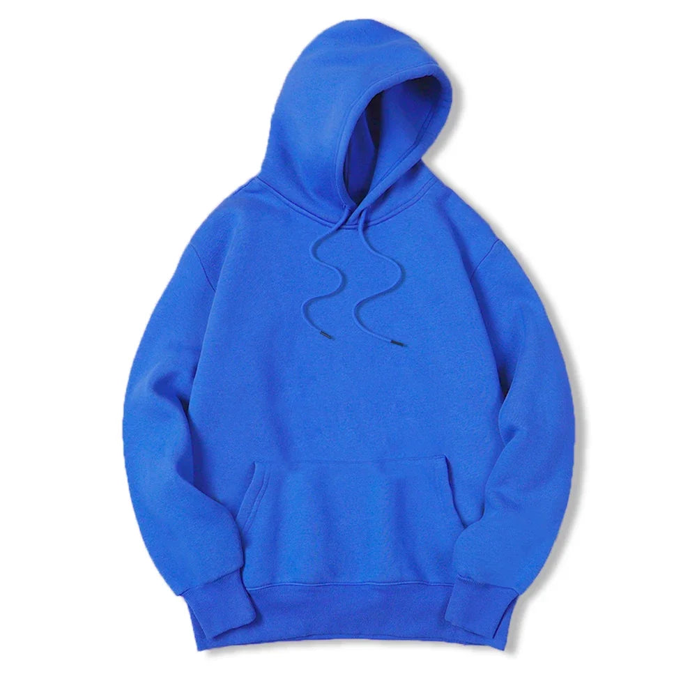 2025 Men's Solid Color Hooded Sweaters Men's Warm Wool Sweater Fashionable Street Clothing Loose  Breathable Jersey Brand Hooded