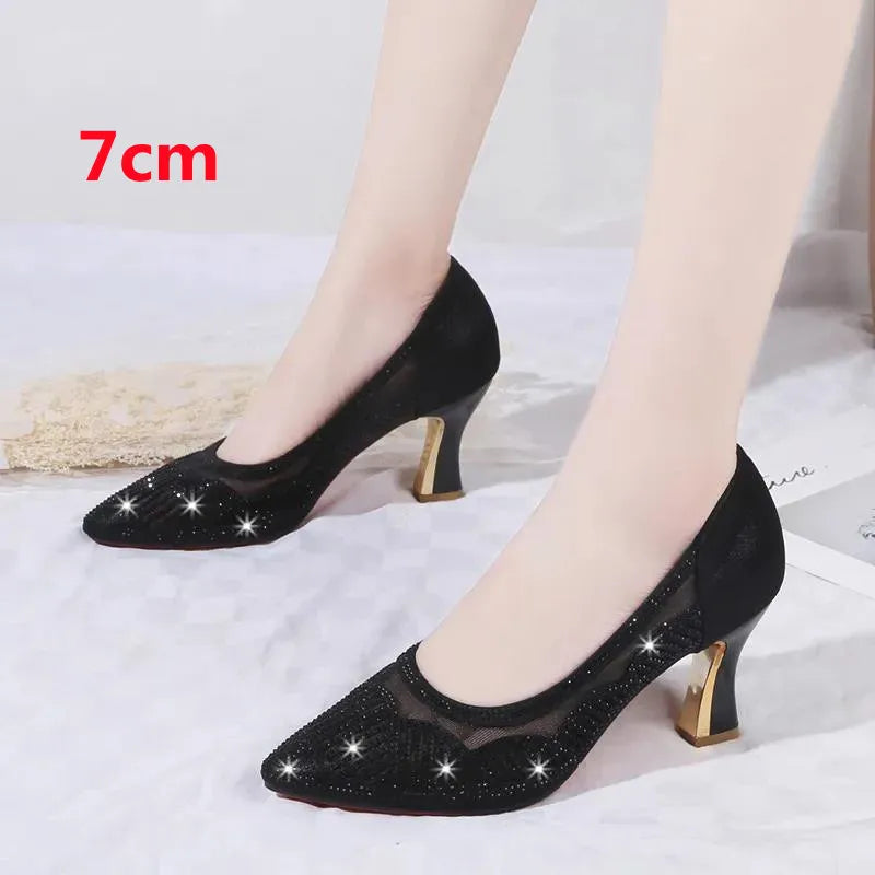 Women Cute Casual Brown High Quality High Heel Pumps Lady Casual Striped Shoes Female Sexy Party Shoes Bombas De Mujeres E5131