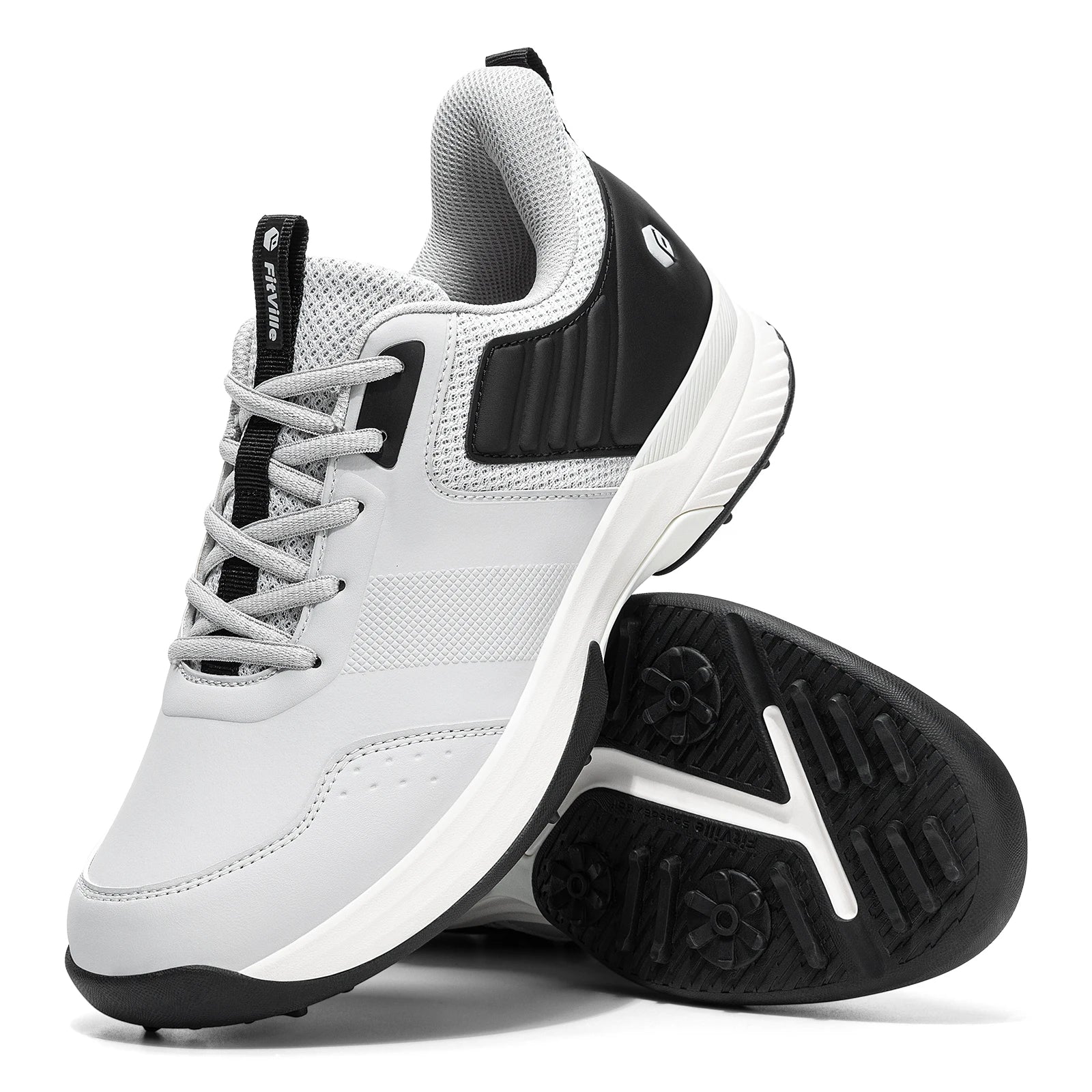 Fittington Professional Golf Shoes Wide Man Casual Sneakers Cushioning Outdoor Water Resistant Sport Shoes for Men with Spike