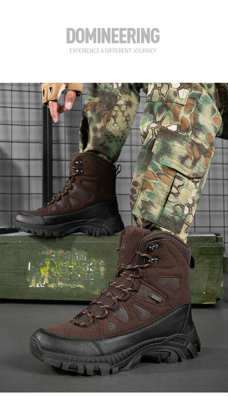 Men Tactical Boots Lace Up Military Army Boot Unisex Work Hiking Shoe Desert Waterproof Brand Climbing Shoe Male Ankle Size Plus