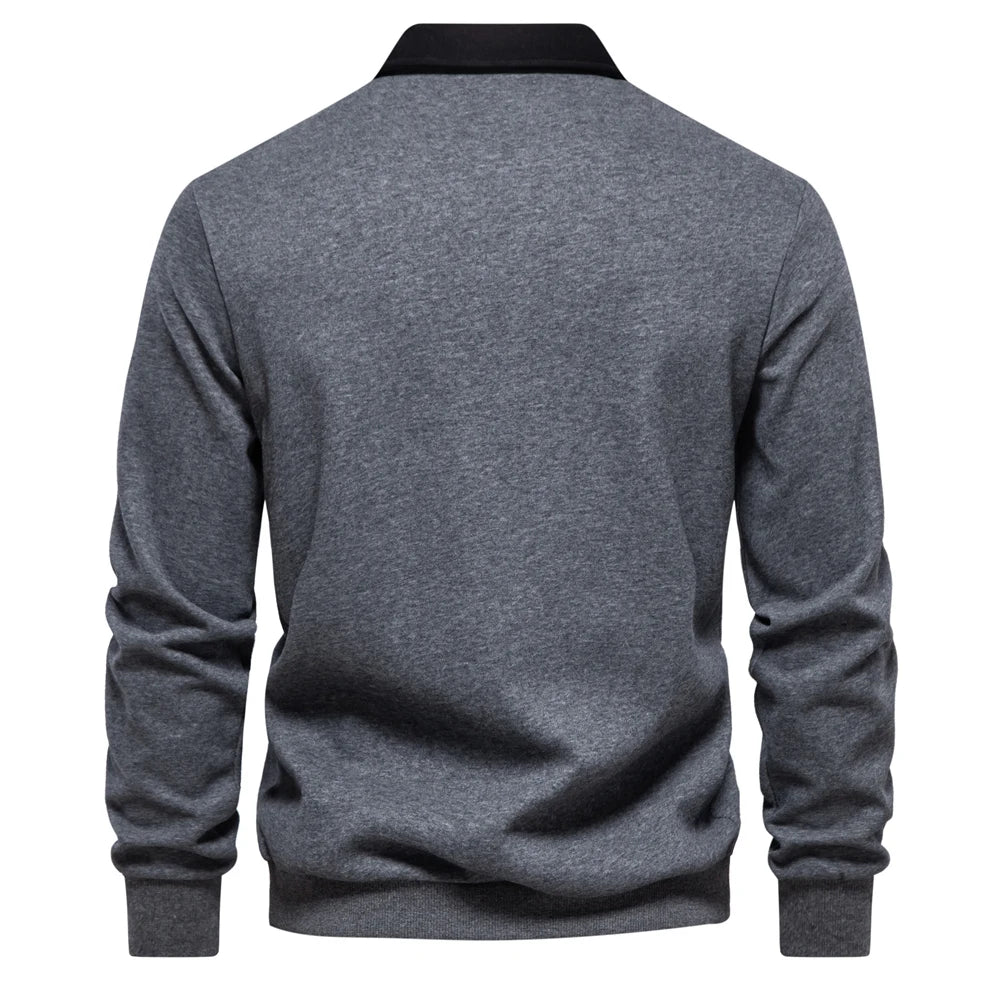 2023 New Autumn Fashion Design Polo Neck Sweatshirts for Men Casual and Social Wear Quality Cotton Mens Sweatshirts