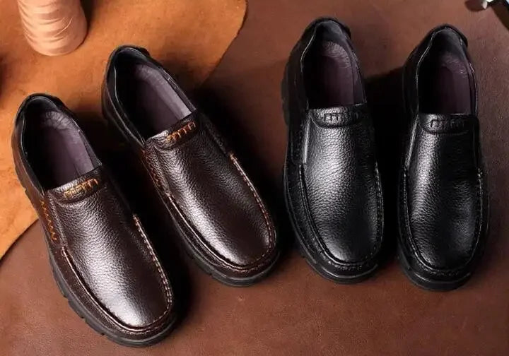 2025 New Handmade Genuine Leather Shoes 48 Men Loafers Soft Leather Men Thick Sole Casual Shoe Male Footwear Black Brown Slip-on