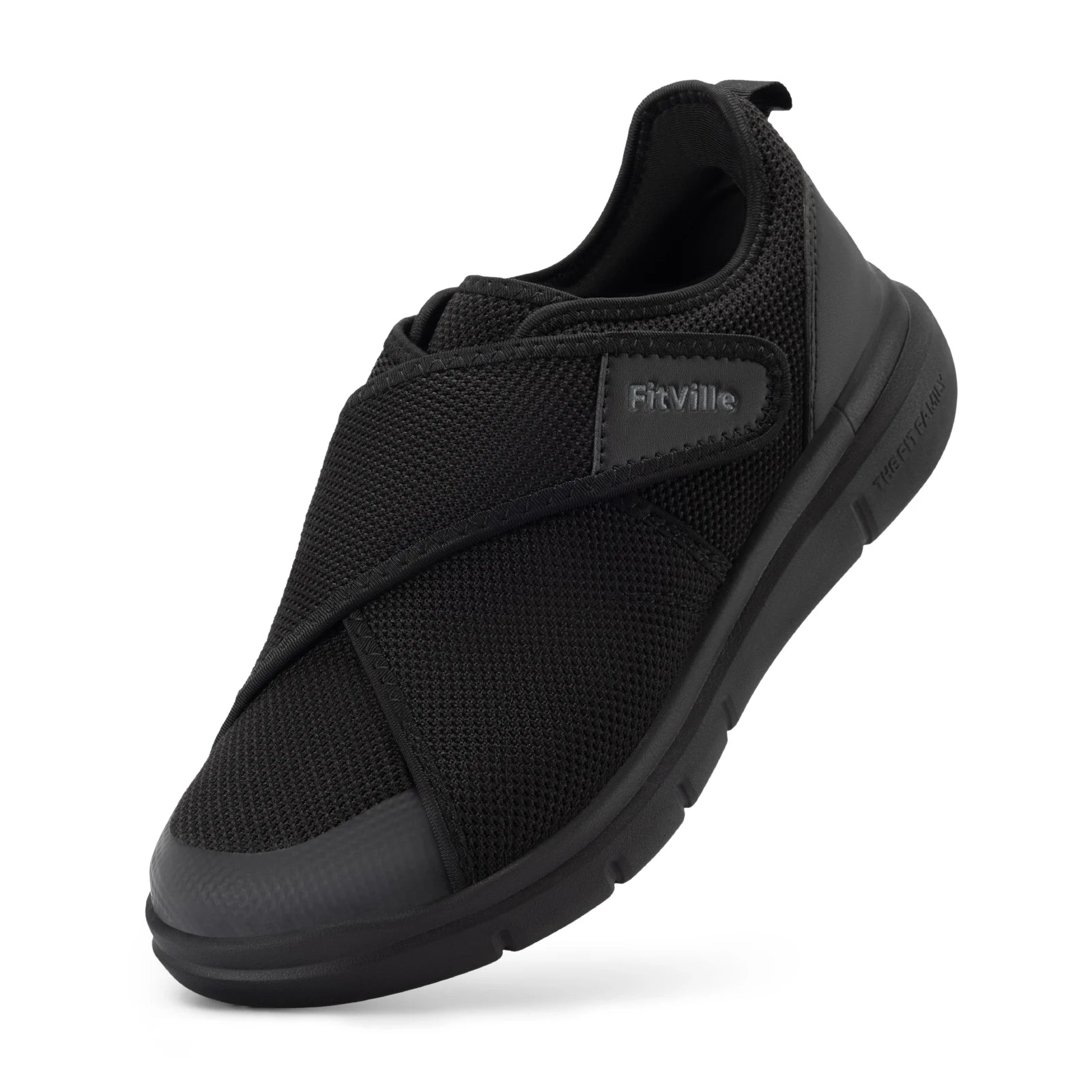 FitVille Men's Diabetic Shoes Extra Wide Slip-On Shoes for Swollen Feet Adjustable Walking Shoes for Elderly Foot Pain Relief