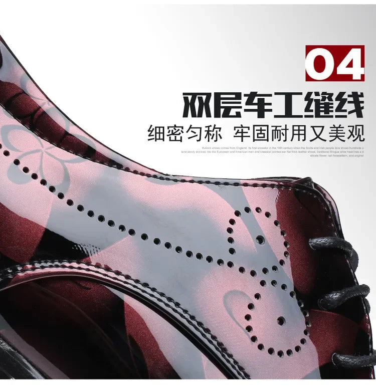 Luxury Men Oxford Shoes Retro Floral Pattern Men Dress Shoes Fashion Lace-Up Flats High Quality Business Men Party Wedding Shoes