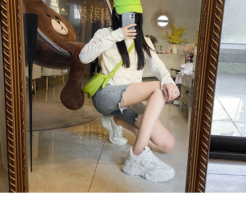 Chunky Platform Sneakers for Women Autumn New Fashion Thick Sole Vulcanized Shoes Woman Casual Non Slip Breathable Sports Shoes