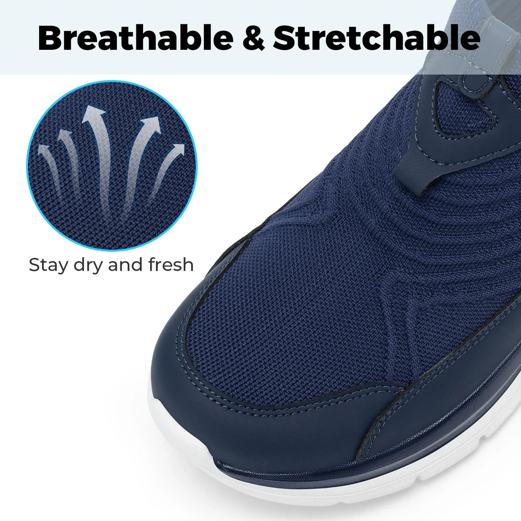 Fitville Wide Men'S Slip-On Running Shoes Lightweight Breathable Outdoor Casual Sports Walking Shoes Sneakers For Swollen Feet