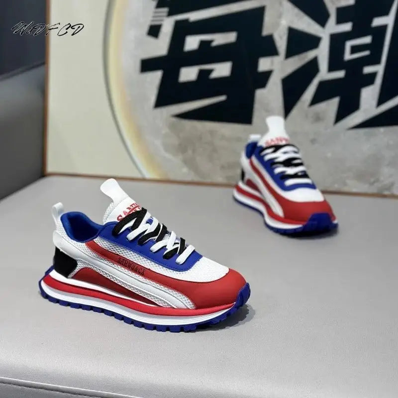Chunky Sneaker Men Designer Retro Soft Sole Sport Shoes Fashion Casual Leather Fabric Breathable Height Increased Platform Shoes