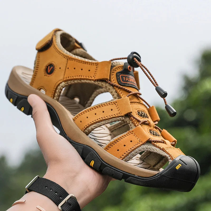 2023  Leather Men Shoes Summer New Large Size Men's Sandals Men Sandals Fashion Sandals Slippers Big Size 38-47