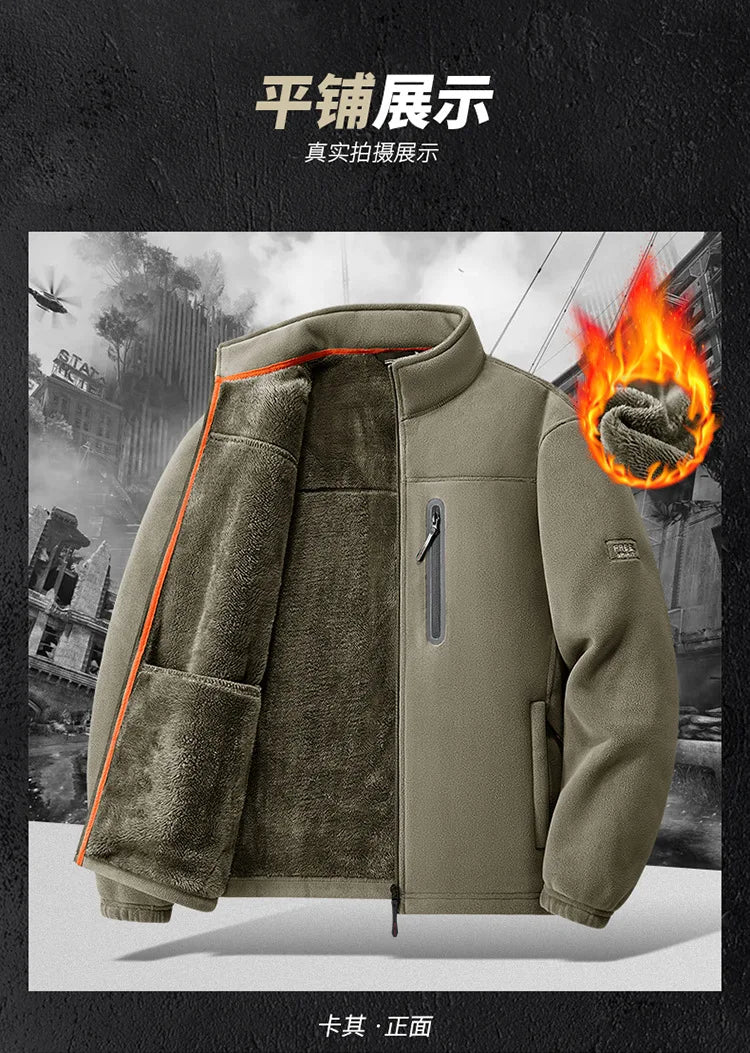 Men's Outdoor Fleece Jacket Autumn Winter Thickened Polar Fleece with Added Insulation New Season Warm Casual Coat