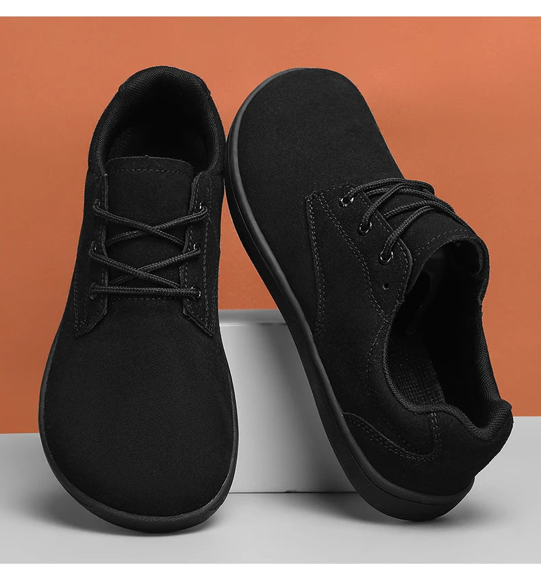 Barefoot Men's Sneakers With Wide Toe Size 48 Minimalist Cow Suede Leather Upper Casual Man Shoes Comfortable Walking Shoes