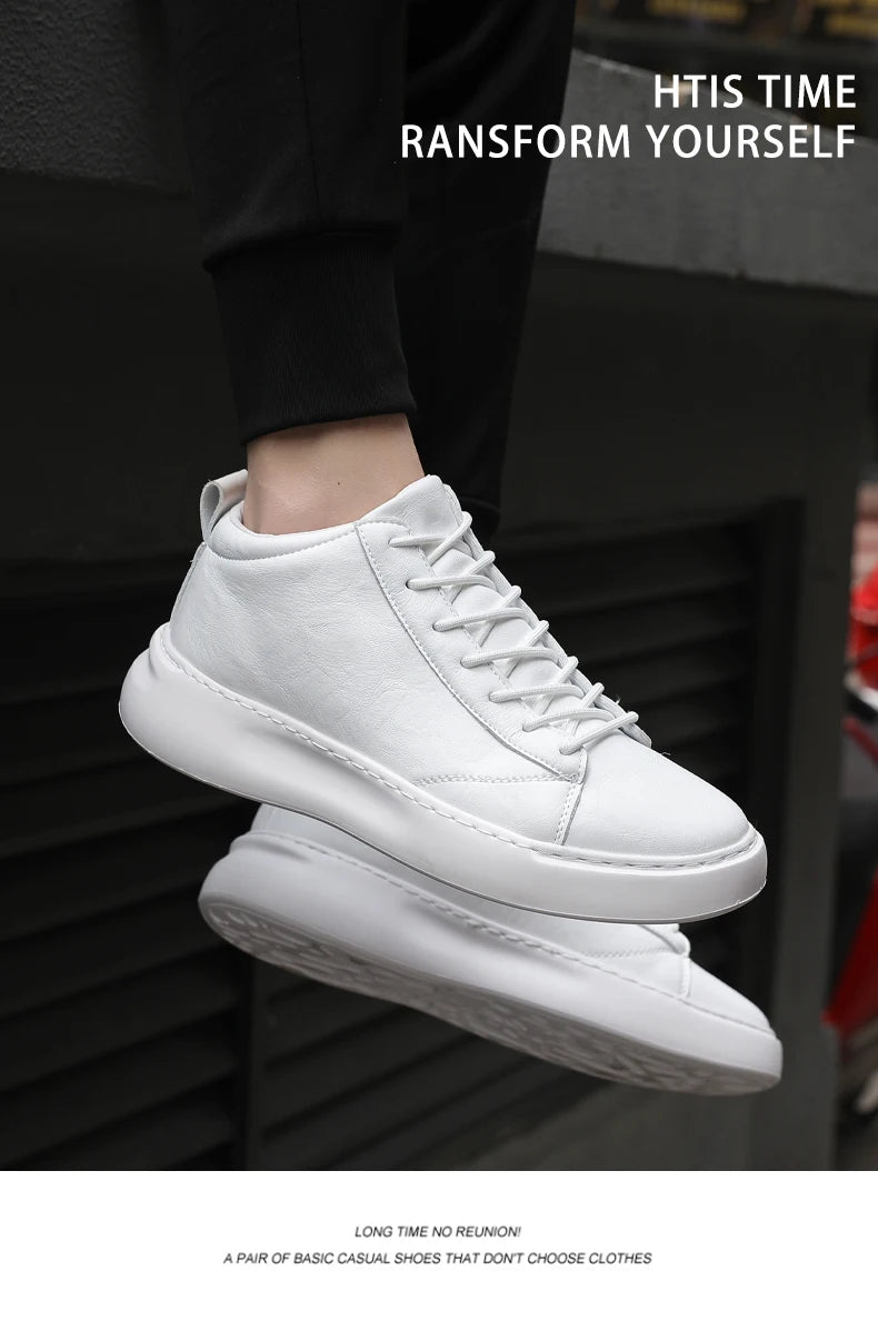 Shoes for Men Fashion Casual Sports Shoes Male Sneakers Trend Genuine Leather 2023 New Flat Running Shoes Large Size 39-46 White