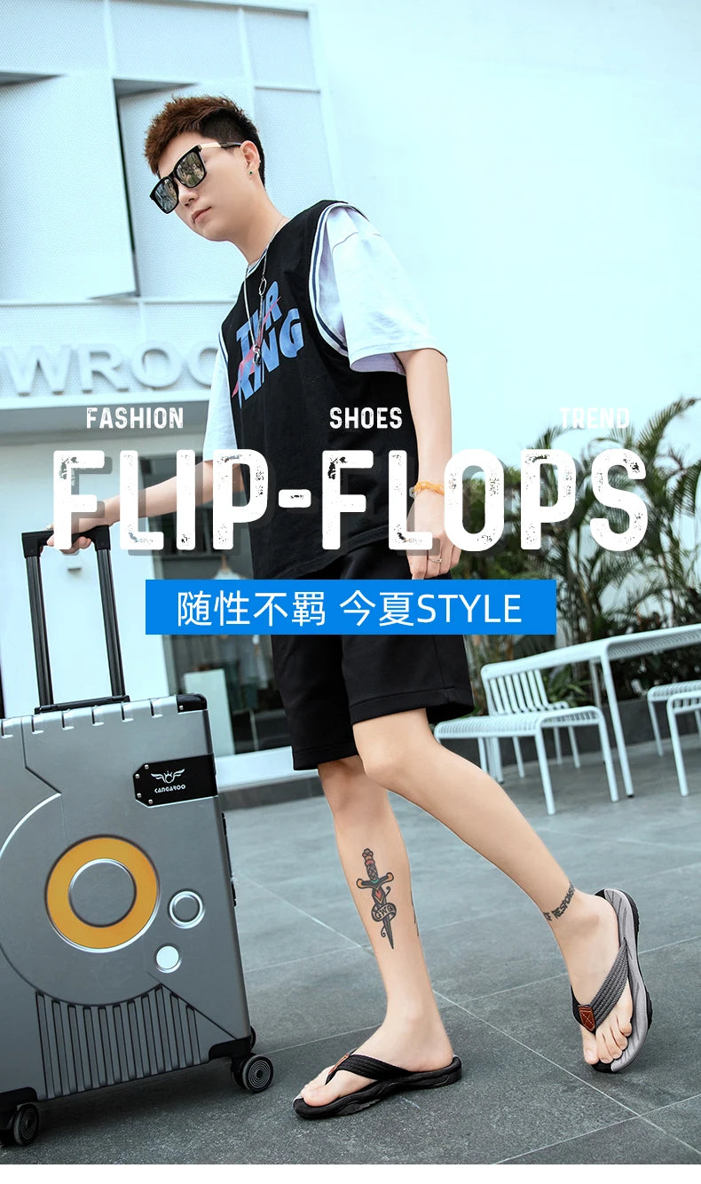 Home Flip Flops Fashion Men's Slippers Outdoor Sandals Summer Beach Shoes Size 39-46