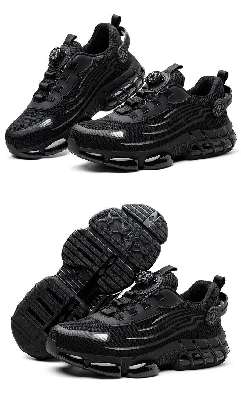 Indestructible Steel Toe Shoes for Men Women Construction Industrial Work Safety Sneakers Rotated Button Easy Wear