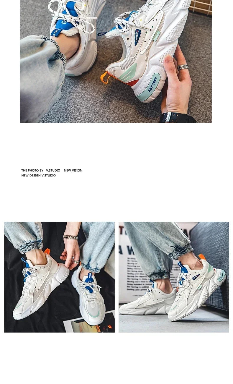 2025 Fashion and Comfortable Mesh Breathable Outsole Shoes Summer Hot Sale Mens Casual Shoes Thick Bottom Breathable Sneaker