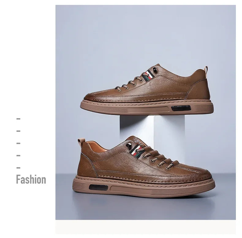 New Leather Shoes for Men Non-slip Sports Fashion Comfortable Sneakers Male Flat Slip-on Casual Brand Men's Casual