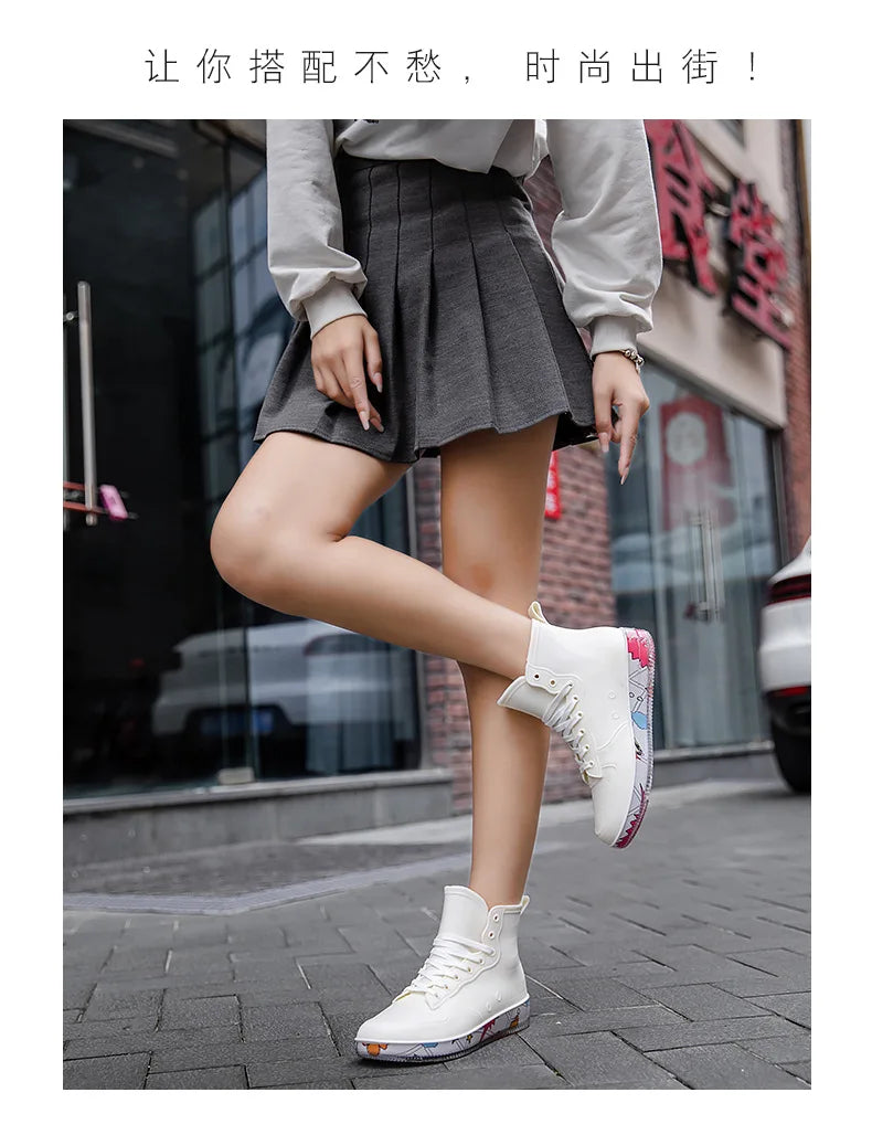 Men Rain Boots Fashion Trendy Nude Boots Anti-skid Work Chef Shoes Durable Waterproof Rubber Fishing Shoes Male Sneakers 2023New