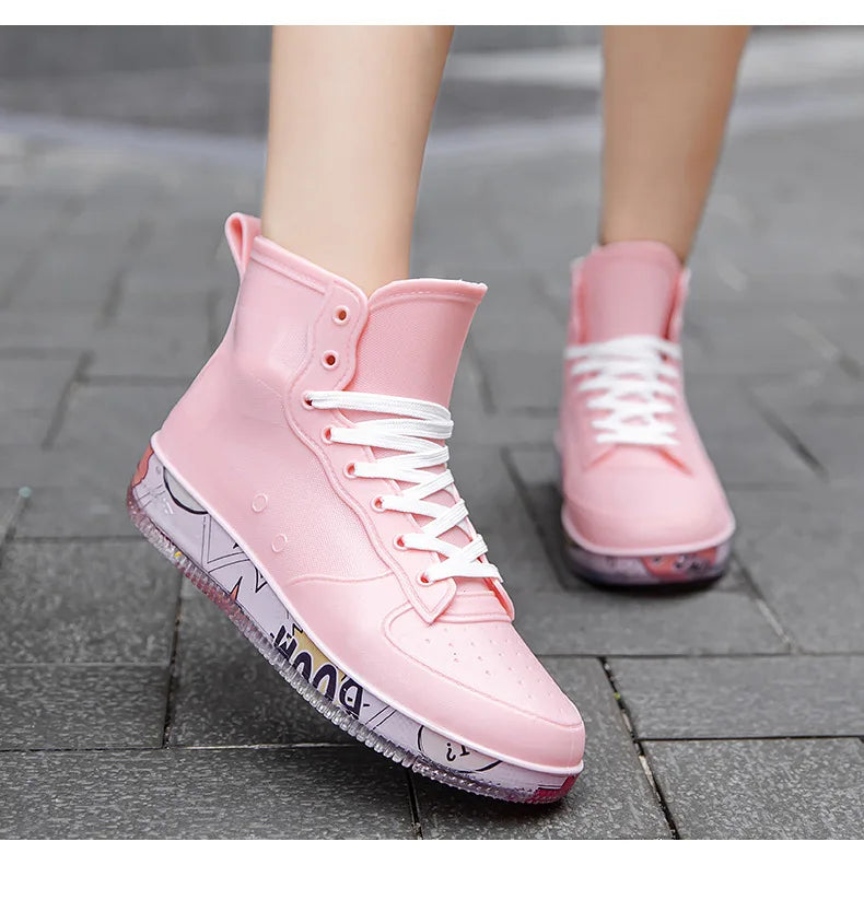 Men Rain Boots Fashion Trendy Nude Boots Anti-skid Work Chef Shoes Durable Waterproof Rubber Fishing Shoes Male Sneakers 2023New