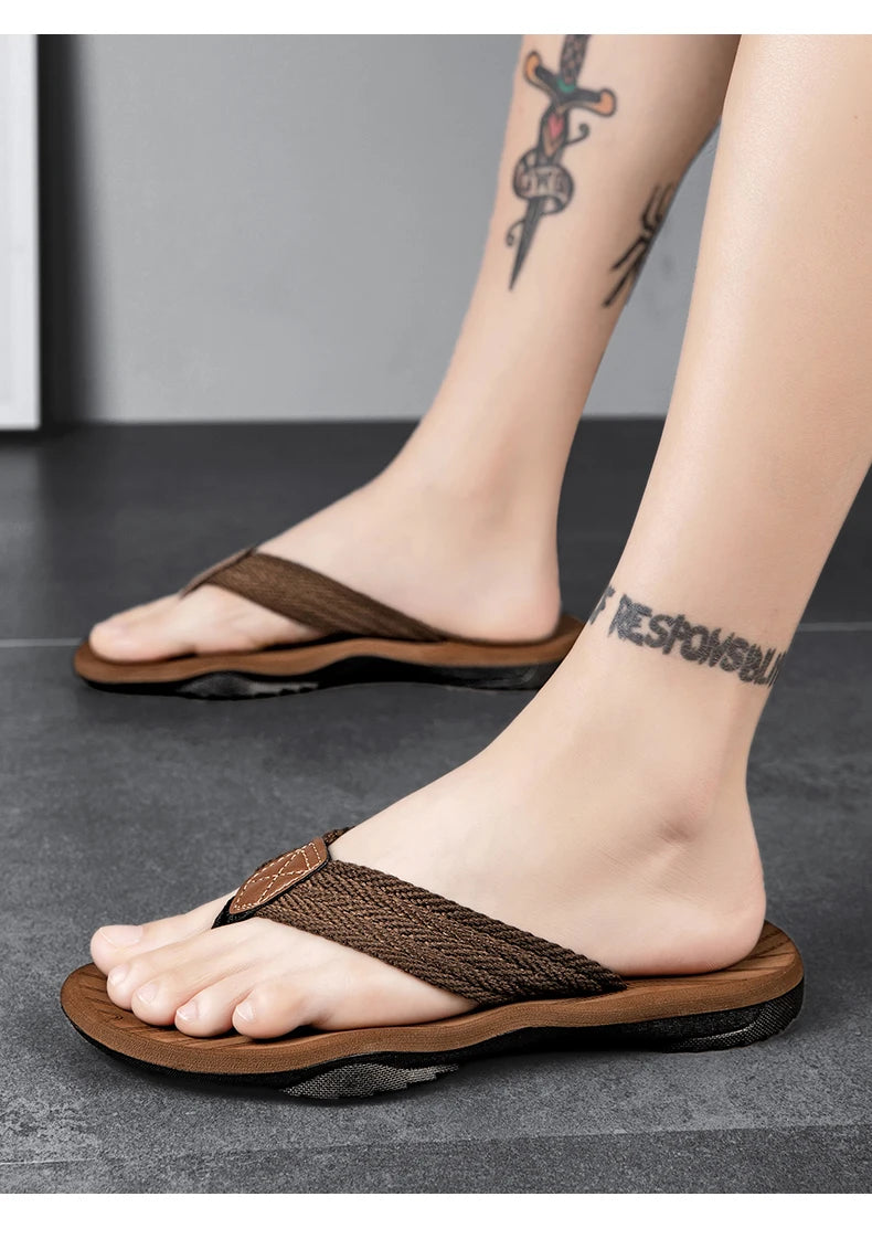 Home Flip Flops Fashion Men's Slippers Outdoor Sandals Summer Beach Shoes Size 39-46