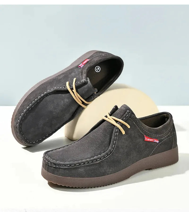 High Quality Men Casual Shoes Suede Leather Work Shoes Platform British Business Party Dress Shoes Male Lace-up Flats Sneakers