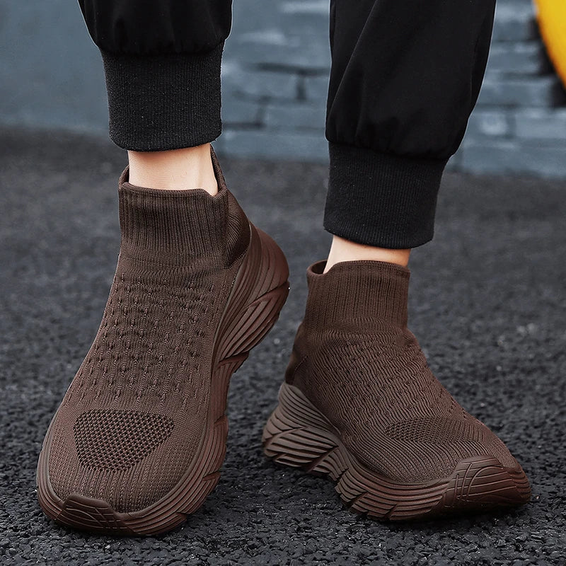 Soft Light Sneakers Men and Women Plus Size 35-46 Unisex Sports Shoes Thick Sole Cushioning EVA Slip On Ankle Socks Shoes
