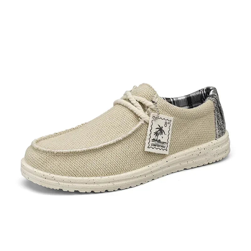 Men's Canvas Shoes Summer 2023 New Lightweight Breathable Soft Slip on Casual Shoes Fashion Beach Vacation Loafers Men Footwear