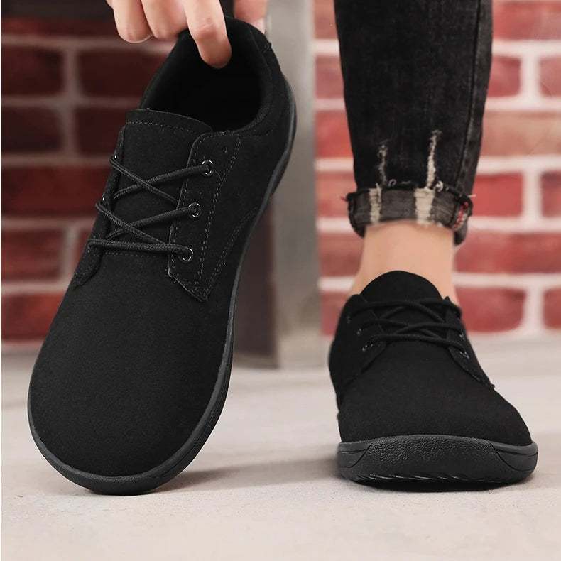 Barefoot Men's Sneakers With Wide Toe Size 48 Minimalist Cow Suede Leather Upper Casual Man Shoes Comfortable Walking Shoes