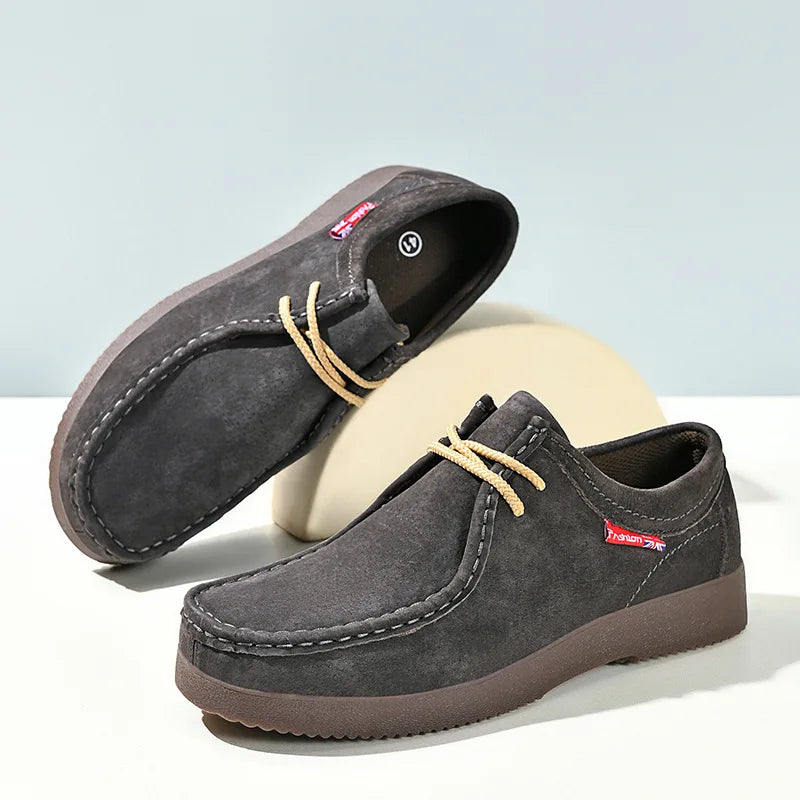High Quality Men Casual Shoes Suede Leather Work Shoes Platform British Business Party Dress Shoes Male Lace-up Flats Sneakers