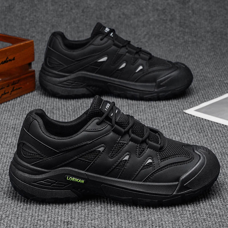 LOEIKAN Men's Breathable Hiking Shoes, Non-Slip Chunky Platform Sneakers
