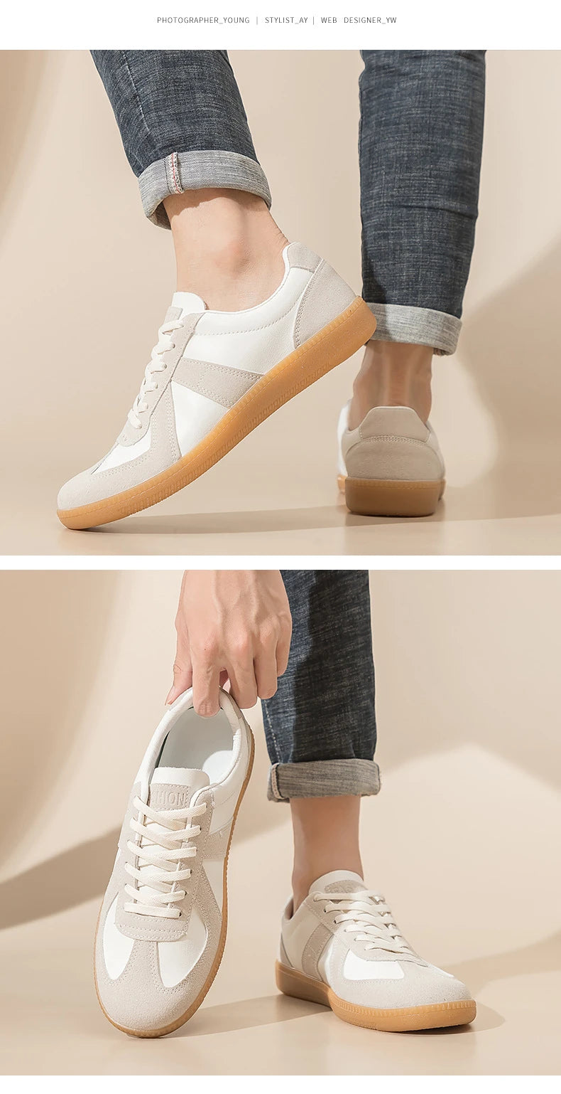 Luxury Designer Brand Women's Shoes 2025 Spring New Flat Casual Shoes PU Leather Breathable Fabric Comfortable Fashion Sneakers
