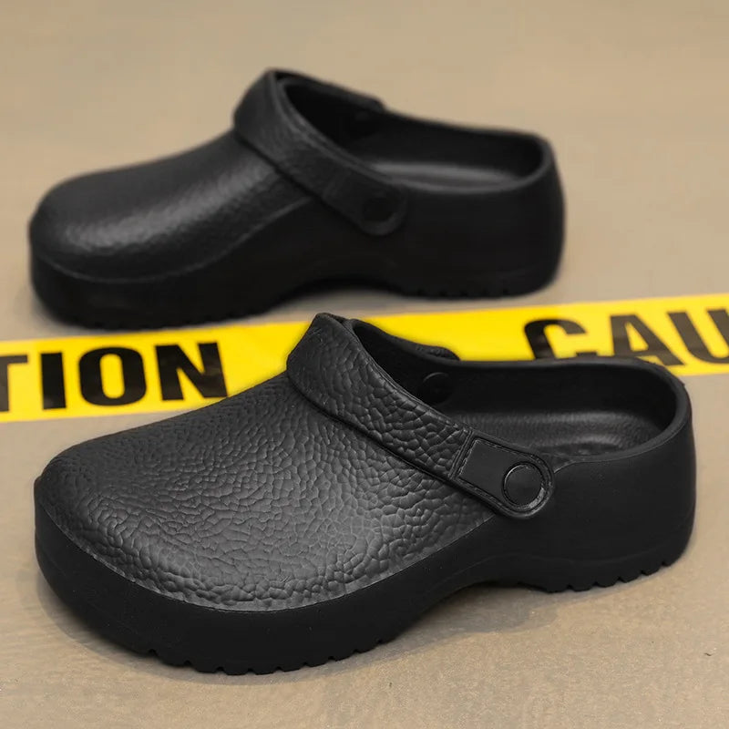 Litfun Summer Clogs Slippers For Men New Waterproof Oil-proof Kitchen Chef Shoes Outdoor Antiskid Garden Shoes EVA Beach Sandals