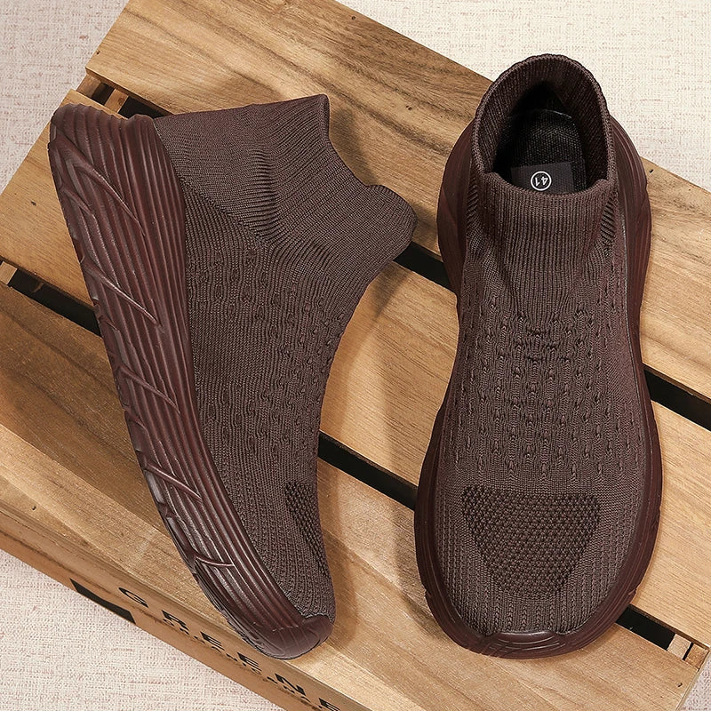 Soft Light Sneakers Men and Women Plus Size 35-46 Unisex Sports Shoes Thick Sole Cushioning EVA Slip On Ankle Socks Shoes