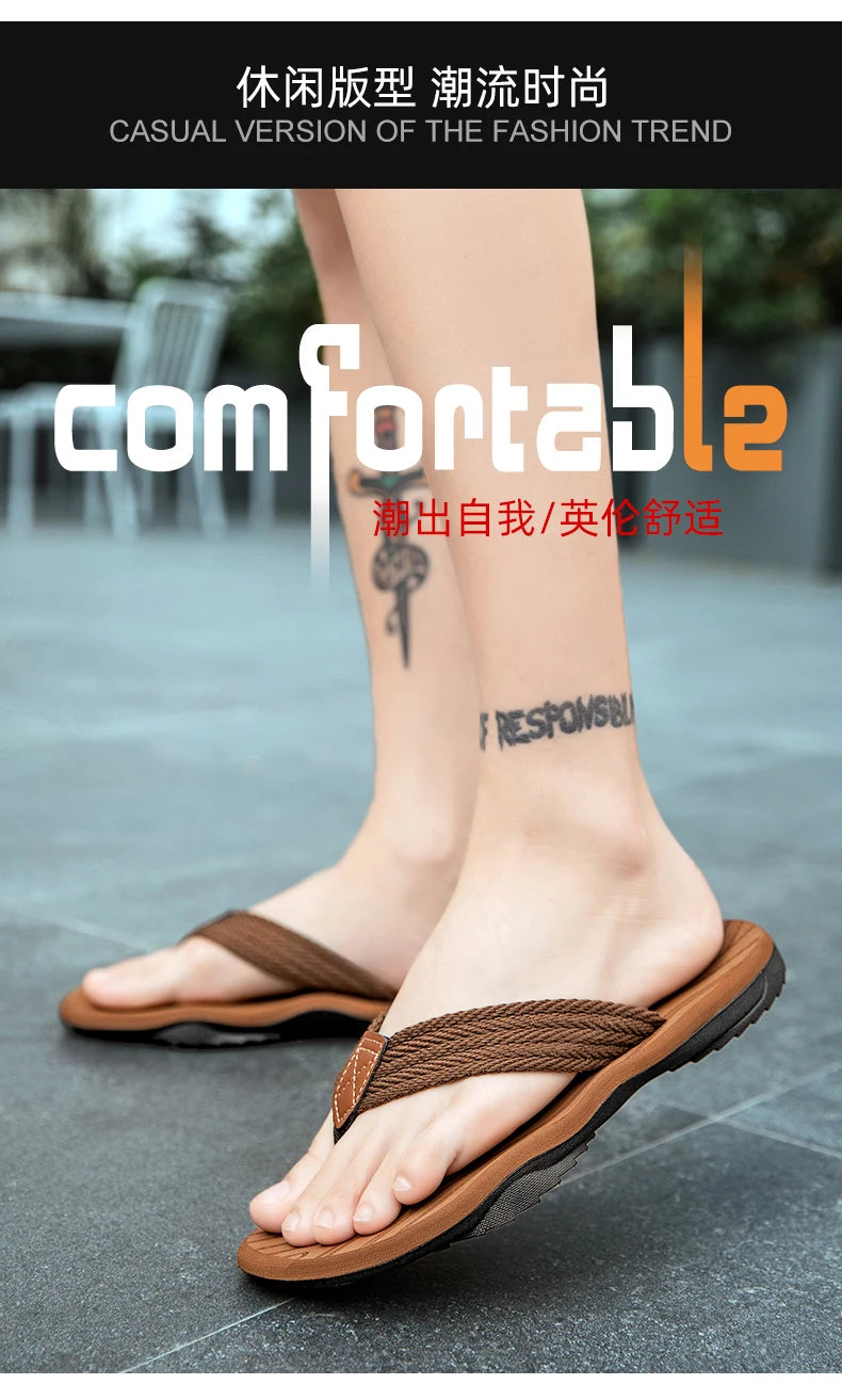 Home Flip Flops Fashion Men's Slippers Outdoor Sandals Summer Beach Shoes Size 39-46