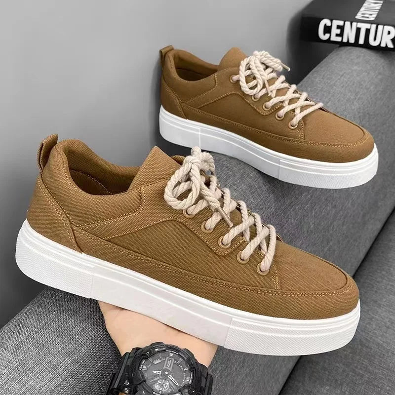 Korean Fashion Casual Canvas Sneakers Men Harajuku Platform Canvas Shoes Man Breathable Men's Vulcanized Shoes Zapatos De Lona