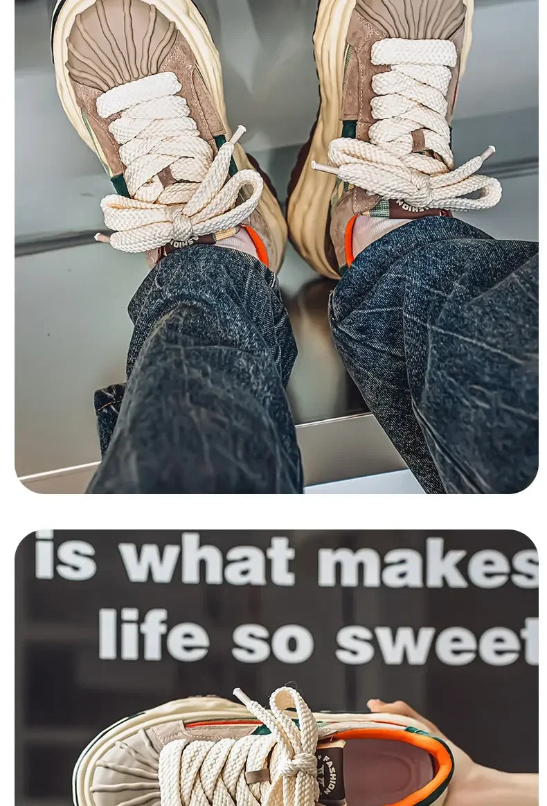 Sneakers Casual Mens Designer Dissolved Sole Board Shoes Fashion Leather Fabric Breathable Height Increased Platform Sport Shoes