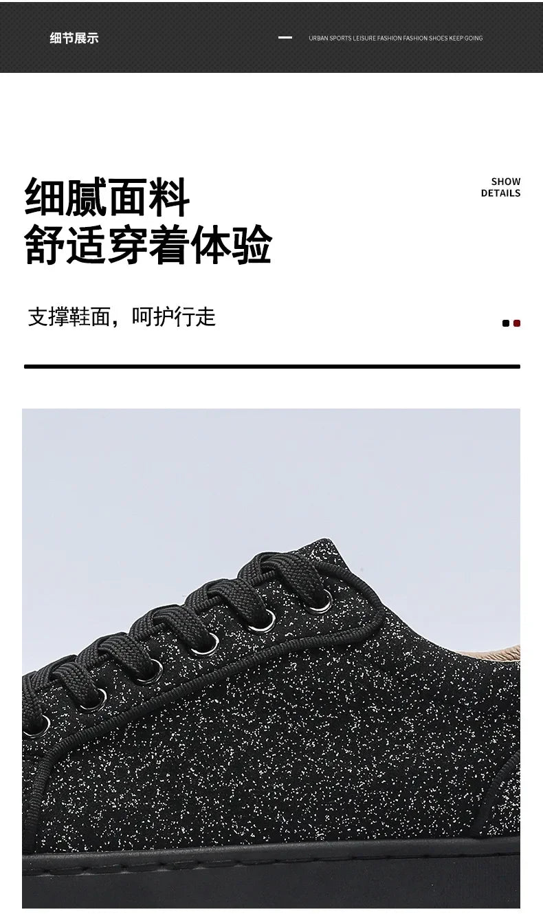 Trend Men Leather Casual Shoes Punk Style Rivet Flat Skate Shoes Young Man Street Black Sneaker